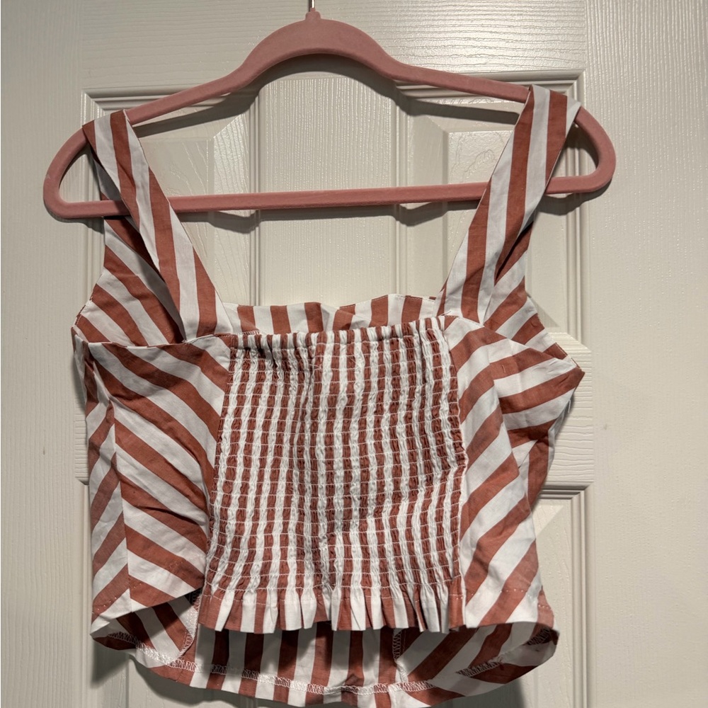 NWT Maurices Brown and White Striped Corset Tank Top - Picture 3 of 5